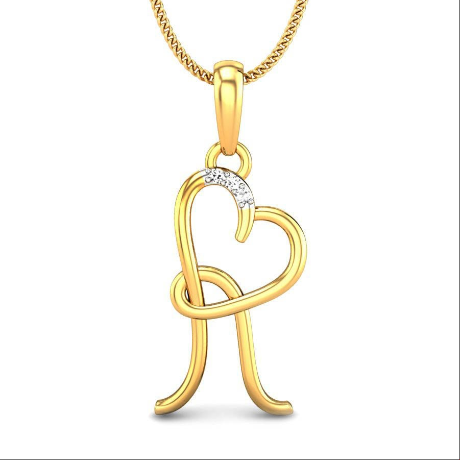 Round Diamond Yellow Gold Love Diamond Pendant